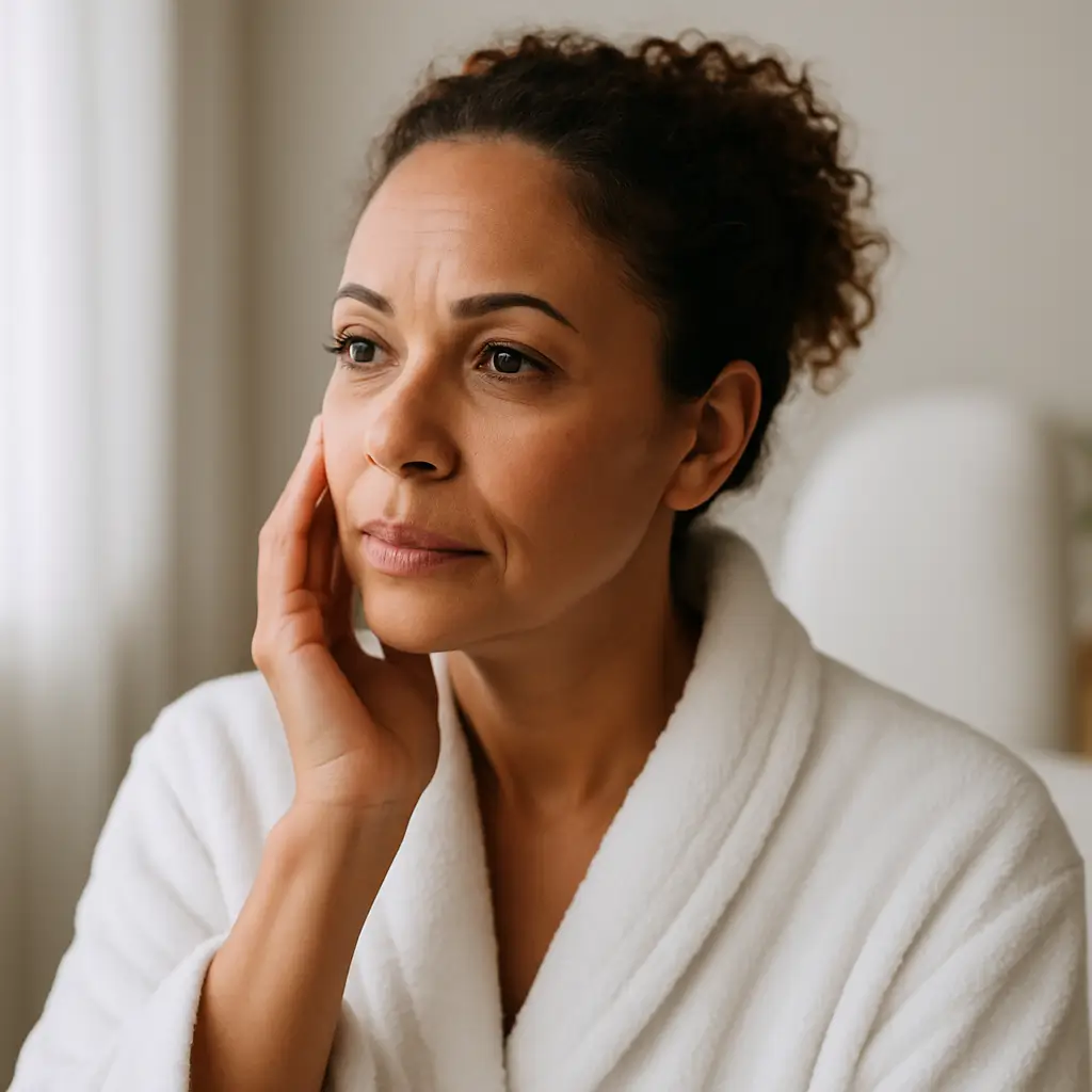 a middle aged woman with wrinkles needs dysport aftercare treatment